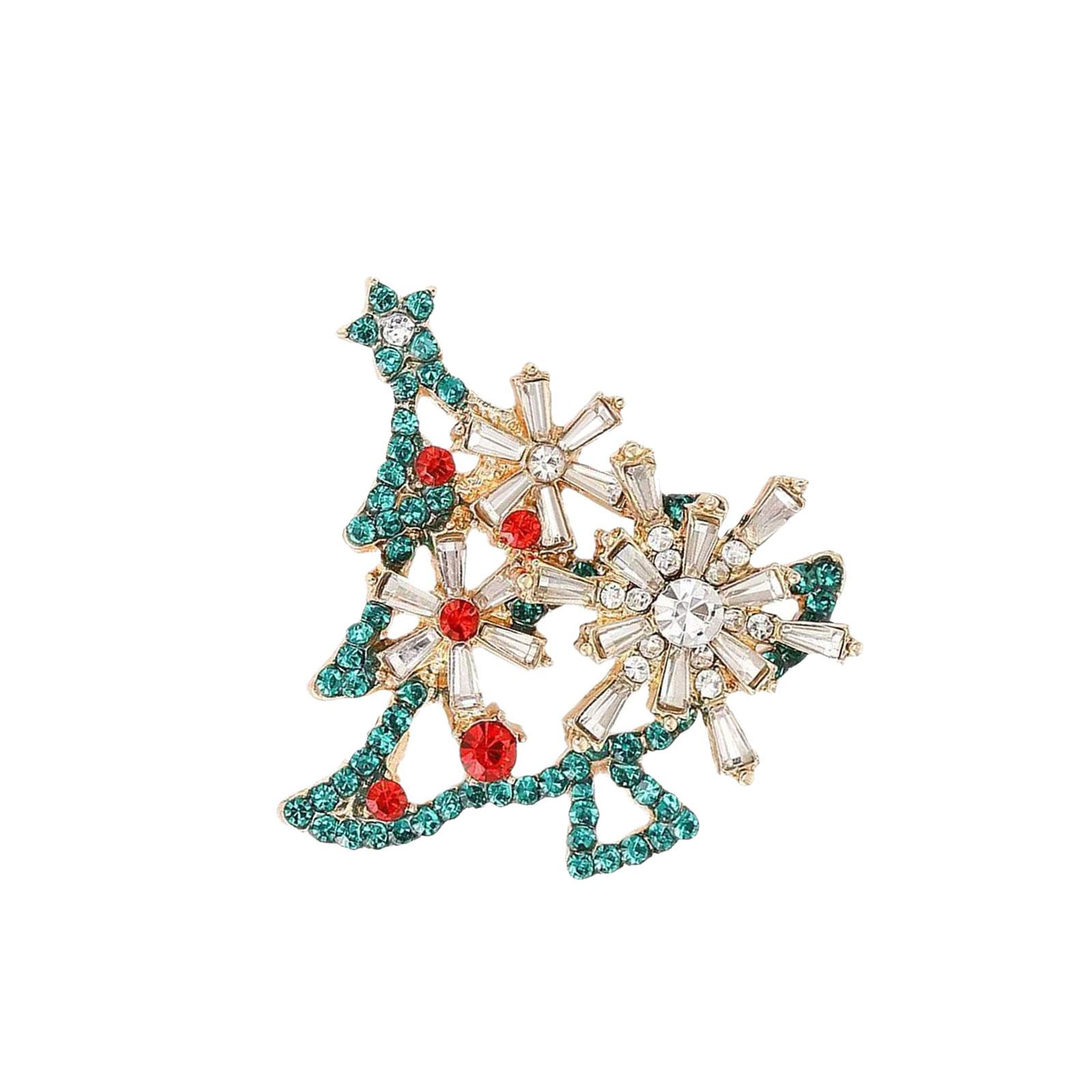 

Рождественская елка Брошь со стразами Сплав Ювелирные изделия Элегантный аксессуар для праздничной вечеринки Брошь с надежной застежкой Подарок для женщин 1