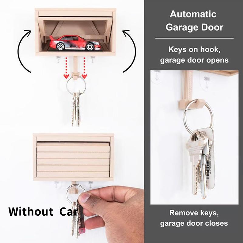 1Pc Car Garage Key Holder With Opening Door Fun 3D Printed Key Organizer Wall Mount Easy Installation Key Rack For Entryway
