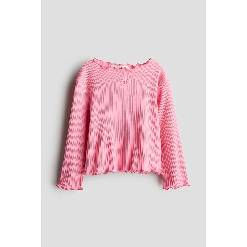 

HM Children s Clothing Girl T-shirt Autumn Lock Design Plaid Soft Cotton Long Sleeves Tops 1246496 Pink/Bows 130/64(6-8Y)