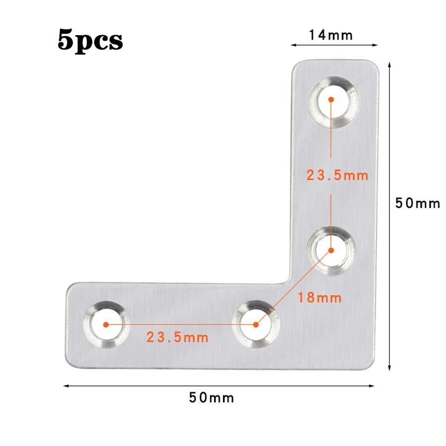 Black and silver T/L 1.96in stainless steel corner codes, shape corner brackets, brackets, wardrobe fixing connectors for shelve