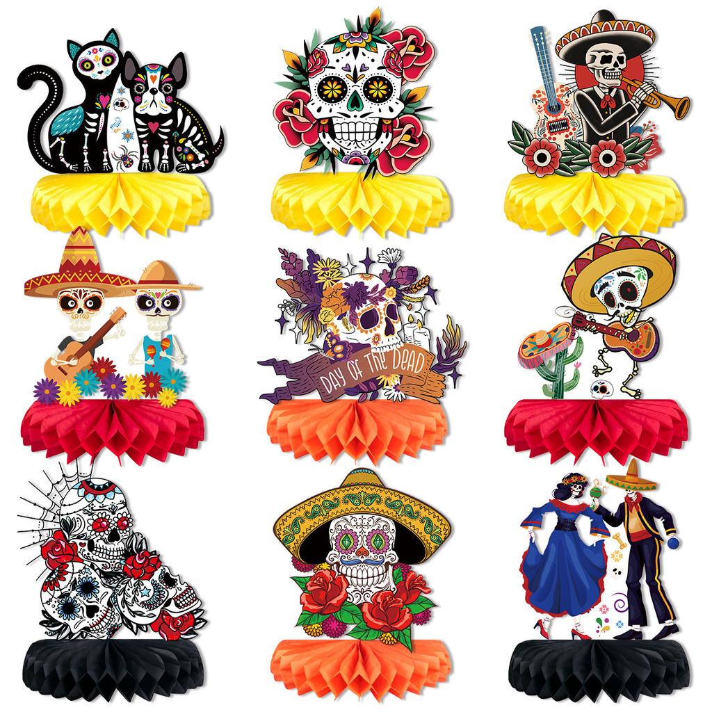 Of The Day Dead Themed Skull Pattern Party Desktop Paper Decoration Ornament