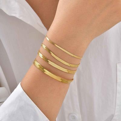 Non Tainish Herringbone Link Chain Bracelet, Dainty Thin Bracelets Stack for Women Trendy Friendship Sister Gift