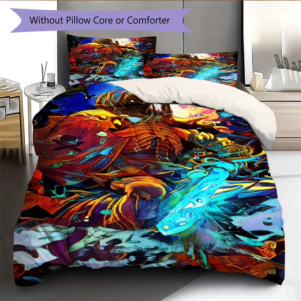 Juego de Ropa de Cama con Estampado de Dibujos Animados Colcha Funda de Colcha Funda de Almohada Decoración del Hogar Regalo de Cumpleaños (1 * funda nórdica + 2 * fundas de almohada, sin núcleo)