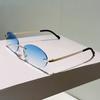 Rimless Oval Sunglasses Men Fashion Gradient Decor Shades Women  New Trendy Vintage Brand Design Casual Sun Glasses