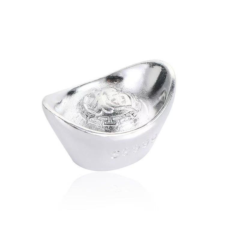

Elegant Chinese Style Silver Yuanbao Fu Ornament - Perfect Birthday Gift Jewelry