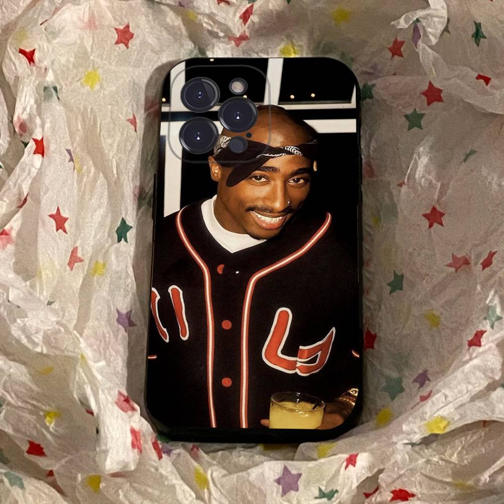 Rapper 2Pac Singer Tupac Square Matte Silicone Case For Iphone17 Air 16 15 14 13 12 11 Pro Max Plus Matte Basic Cover Case
