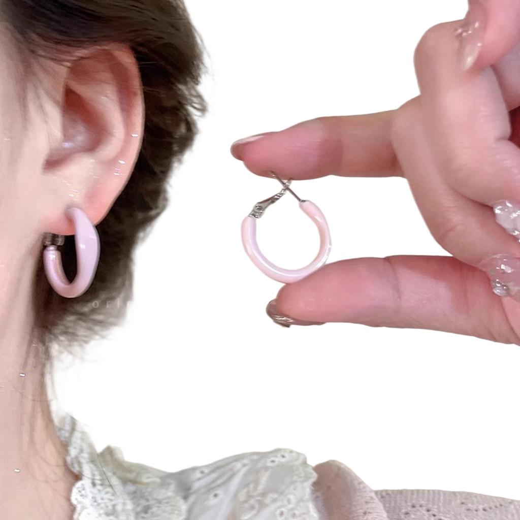 Portable Sturdy Alloy Round Earrings Jewelry Accessory for Fashionable Women Ladies Versatile for Various Occasions