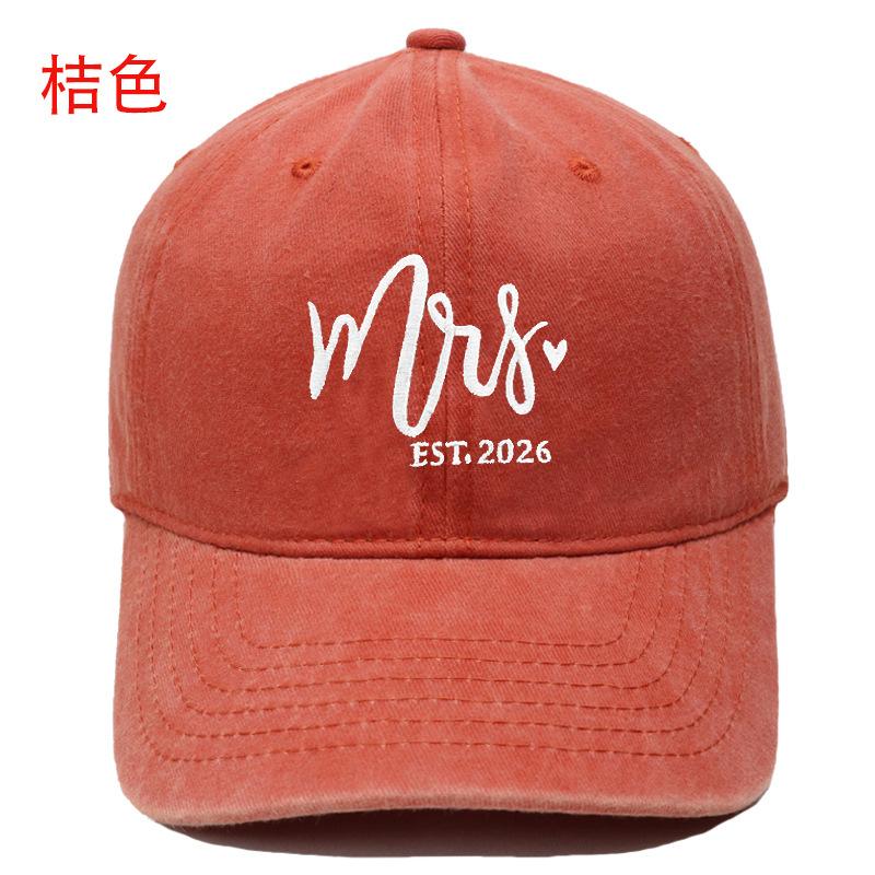 Popular Mr. Mrs. Embroidered Baseball Cap Washed Retro Male and Female Couples Casual Outdoor Sun Hat