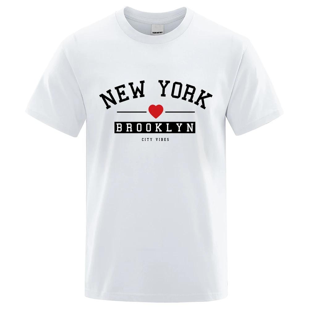 New York Brooklyn City Vibes Buchstaben Kleidung Herren Kreativität Baumwoll-T-Shirt Mode O-Ausschnitt T-Shirt Atmungsaktive Übergröße Tops Sommer