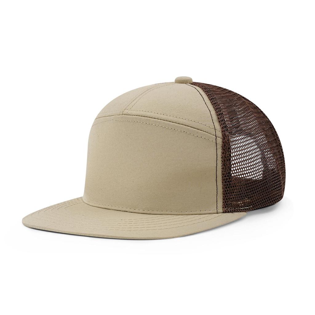 Men's Seven-Panel Color-Block Curved Baseball Trucker Hat - Mesh Sunshade Cap