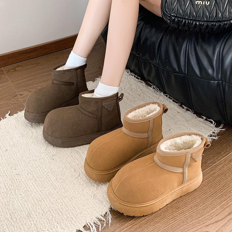 Kapibara Big Head Ugly Snow Boots Women's Winter Thick-soled Heightening Velvet Thermal Cotton Short Boots