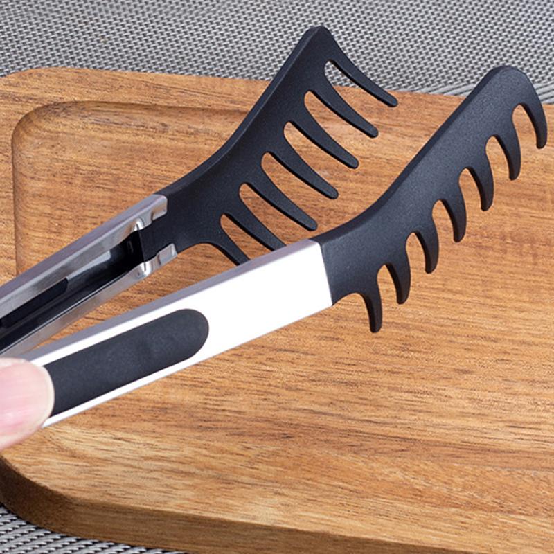 Stainless Steel Noodle Tongs Non-Slip Handle Heat-Resistant Chuck Easy To Store Multi-Functional Food Tongs