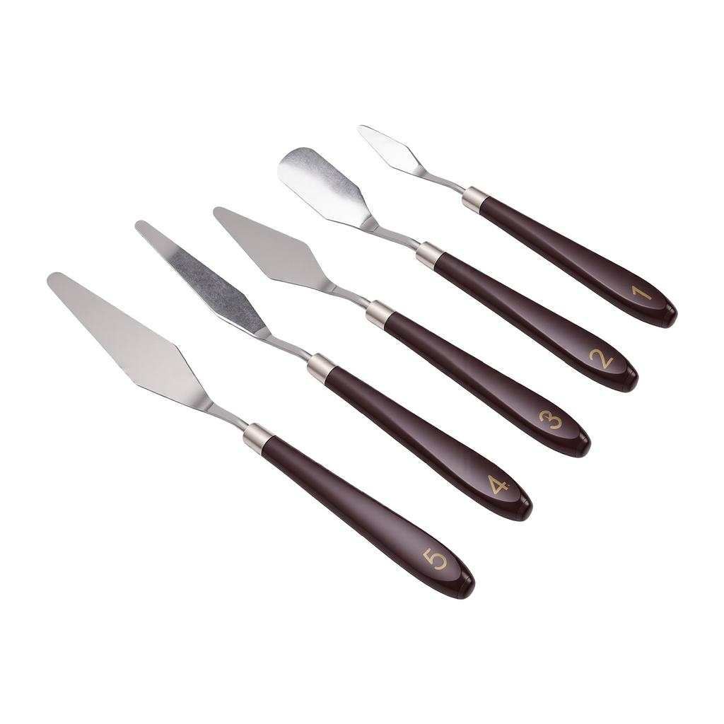 5PCS Art Spatula Set Stainless Steel Acrylic Painting Tools for Mixing Spreading Scratching Texturing