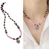 Fashionable Heart Pendant Necklace Beaded Choker Y2K Style Neck Jewelry Beads Material Perfect Gift for Woman Girl Teens