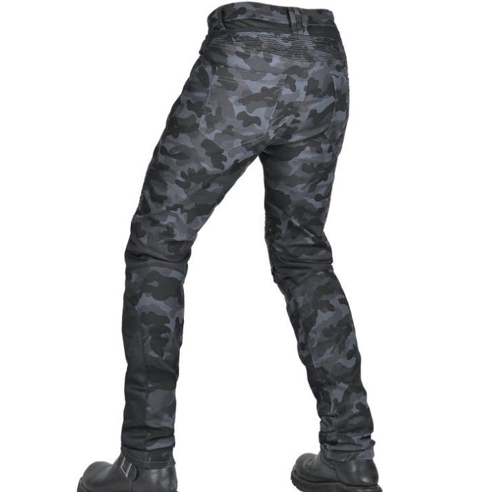 VOLERO+Motocyklové džíny pro muže a ženy+Modrá camo síťovina Prodyšné motocyklové Slim Fit jezdecké kalhoty Anti Drop
