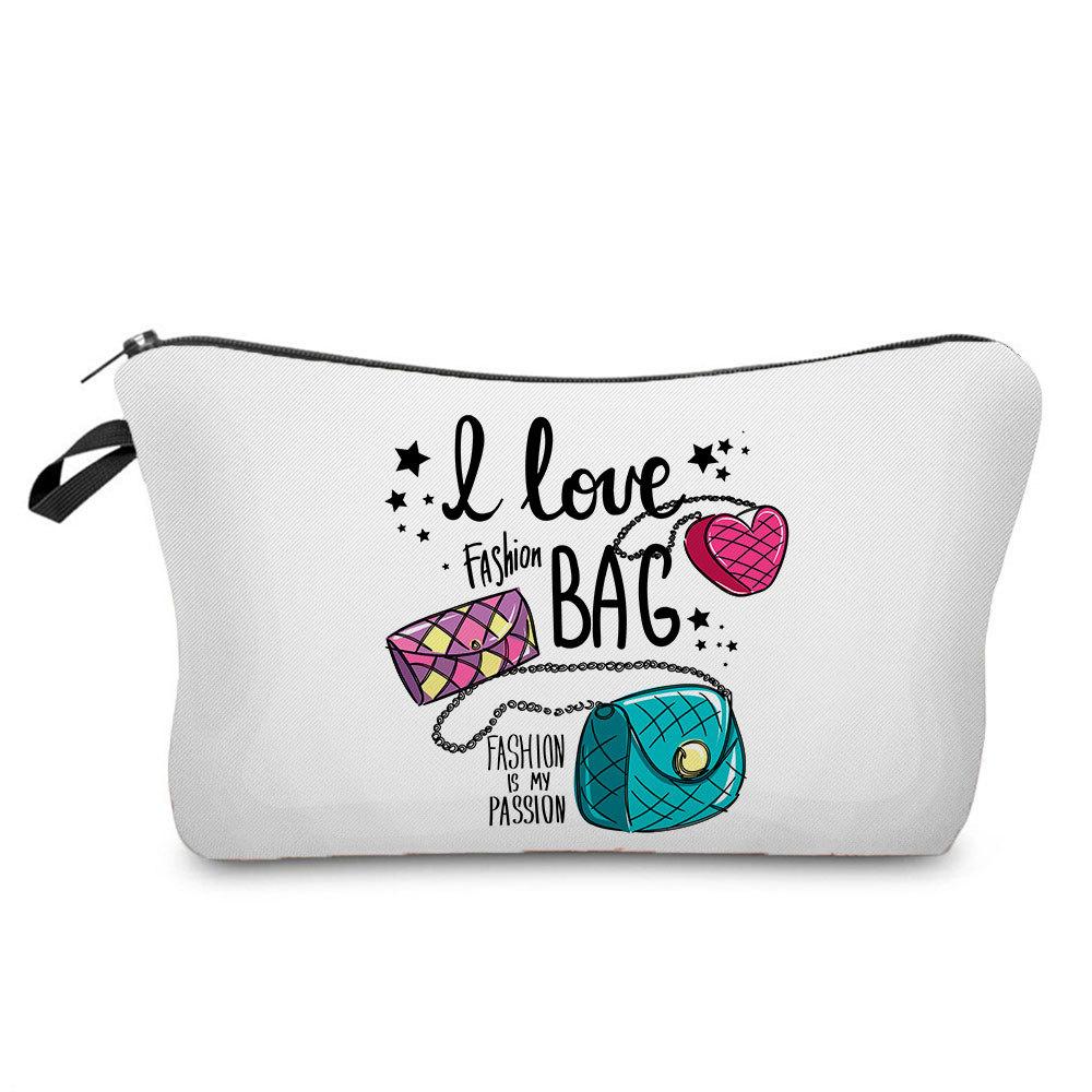 Women Cartoon English Alphabet Print Cosmetic Bag Toiletries Organize Travel Storage Case 6707 KTB