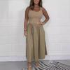 2026 Summer Women's High-End Waist-Cinched Casual Dress - Hot Selling Solid Color Skirt