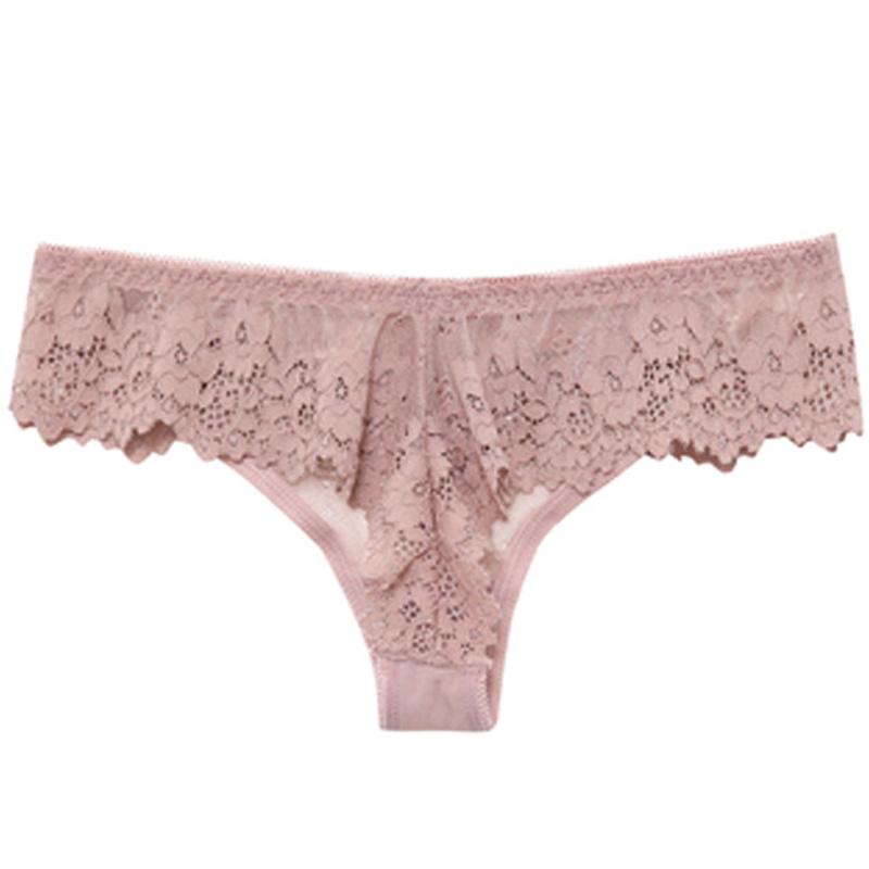 Meet'r Women Sexy Lace Lingerie Temptation Low-waist Panties Embroidery Thong Transparent Hollow Out Underwear Female G String