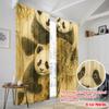 2pcs,2D Plane Printing Curtain Popular Panda Trio Playtime Polyester Woven (without Rod) Festive Perfect for Living Room,
