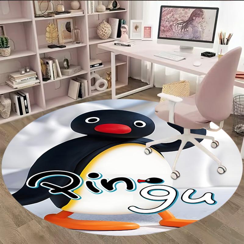 1pc Pingu2 Carpet, Round Rug, Comfortable, Suitable for Entryways, Living Rooms, Office, And Bedrooms, Christmas Decoration
