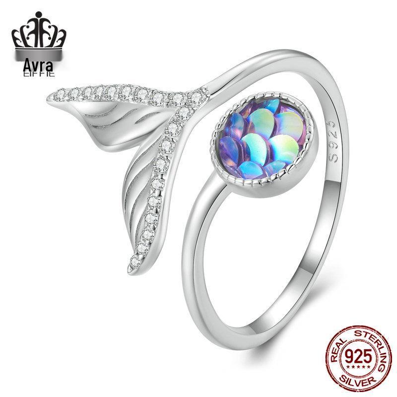 

Aifuluo Iridescent Fishtail Adjustable s925 Sterling Silver Ring