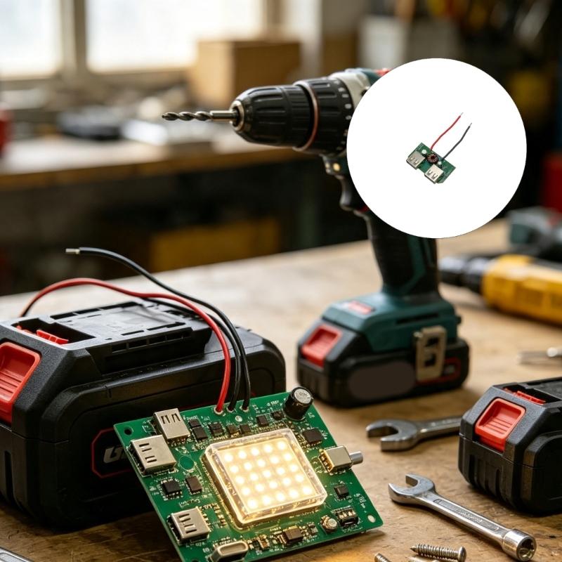 USB Supply Board with 21V Battery Input and Double USB-A Outputs, Small Circuit Design for Phones and Other Small Electronic Device Charging