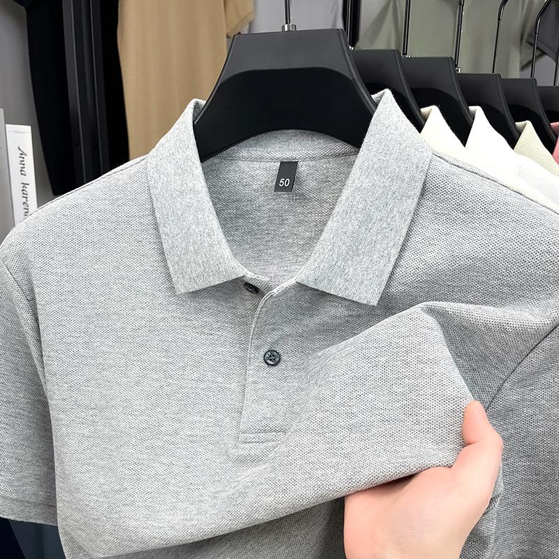 Men's Summer 2025 Pure Cotton Short Sleeve Lapel T-shirt