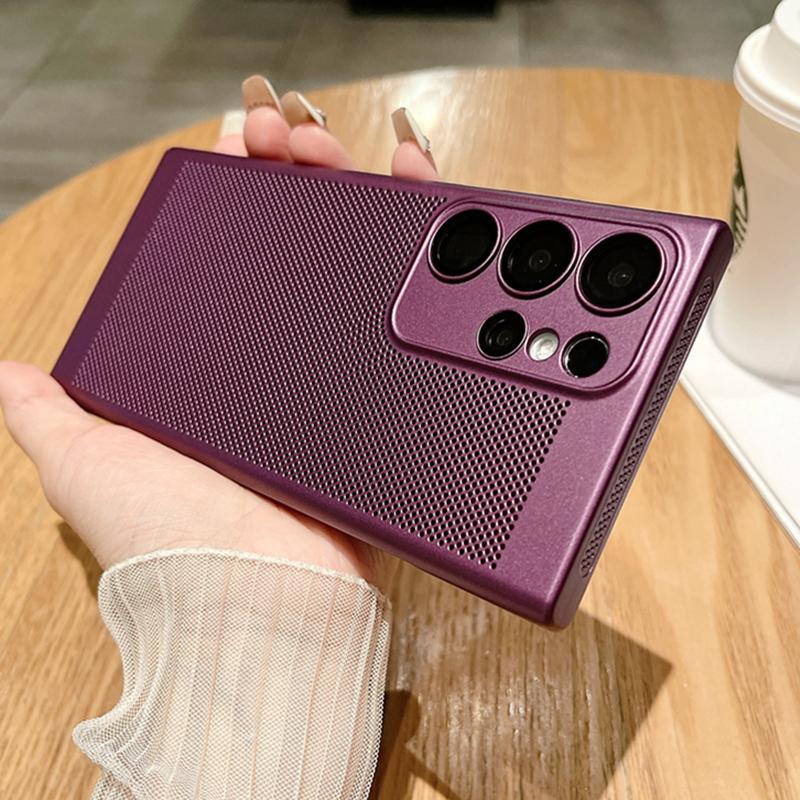 Mesh Heat Dissipation Breathable PC Case For Samsung S25 S24 S23 S22 S21 Plus Note 10 20 Ultra S20FE Ultra Thin Matte Hard Cover