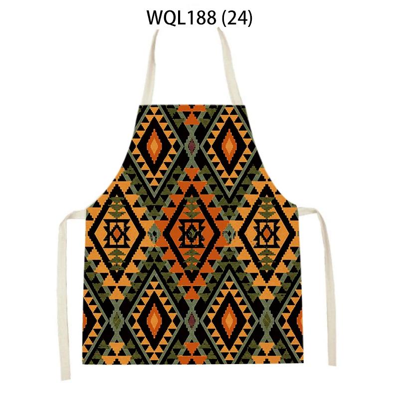 Retro Geometry Print Kitchen Apron for Woman Man Bohemia Linen Baking Aprons Adult Kids Cooking Apron Cleaning Tools Tablier