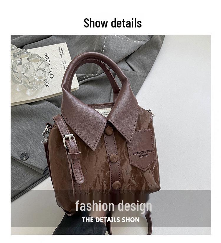 Women's Korean Style Casual Shirt with Solid Color and Single Shoulder Crossbody Handbag – 2025 Fashion Trend