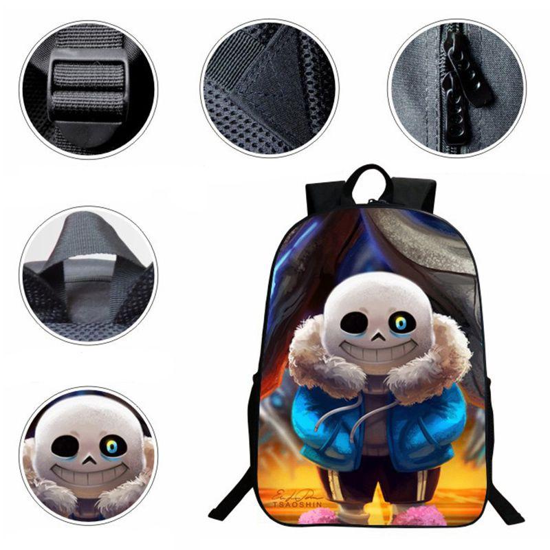 Undertale Sans 16 Inch Children Backpack With Durable Polyester Material And Adjustable Padded Shoulder Straps