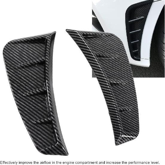 Car Fender Air Vent Trim Cover, Side Air Vent Trim, Pair Front Bumper Side Air Vent Trim Exterior Carbon Fiber Style Universal Decoration