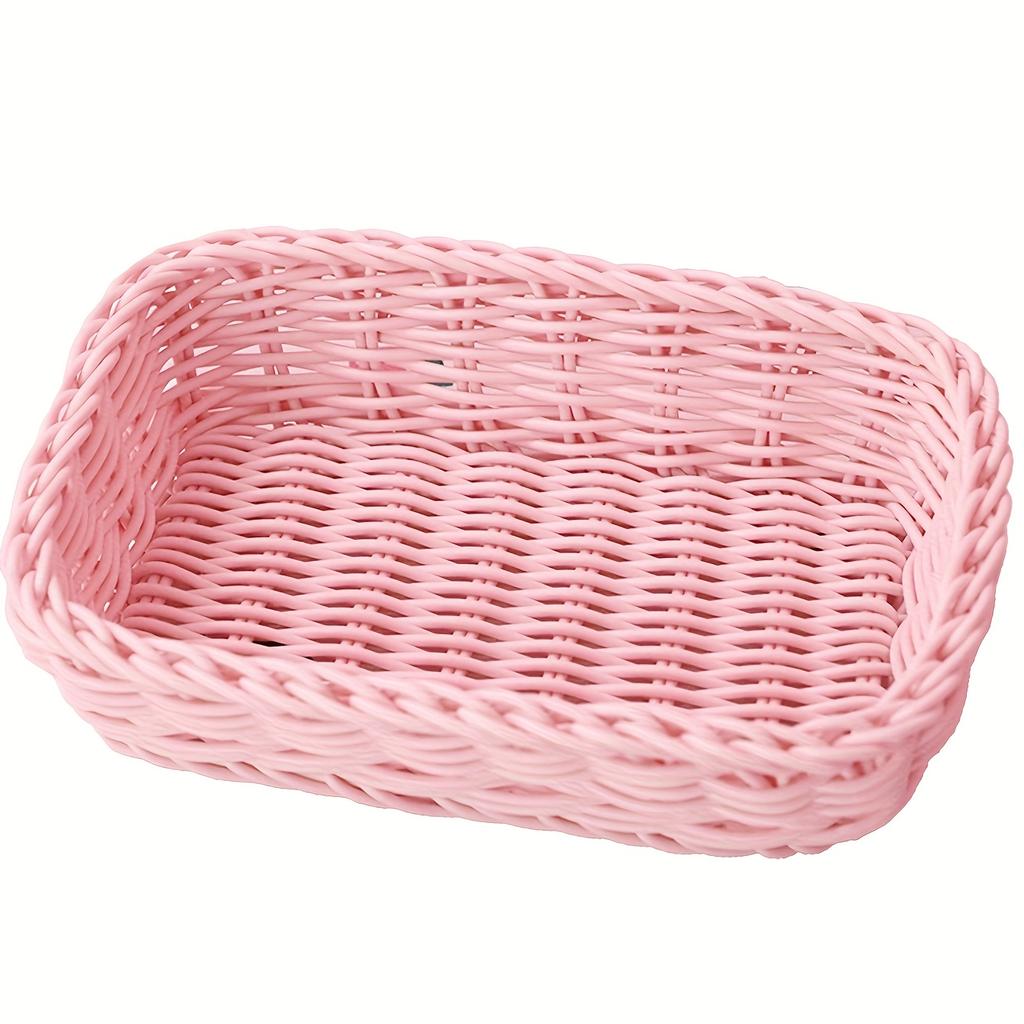 Striped Woven Storage Basket, Multifunctional Desktop Organizer, Ideal for Office Desk, Bedroom Table Small Items Storage