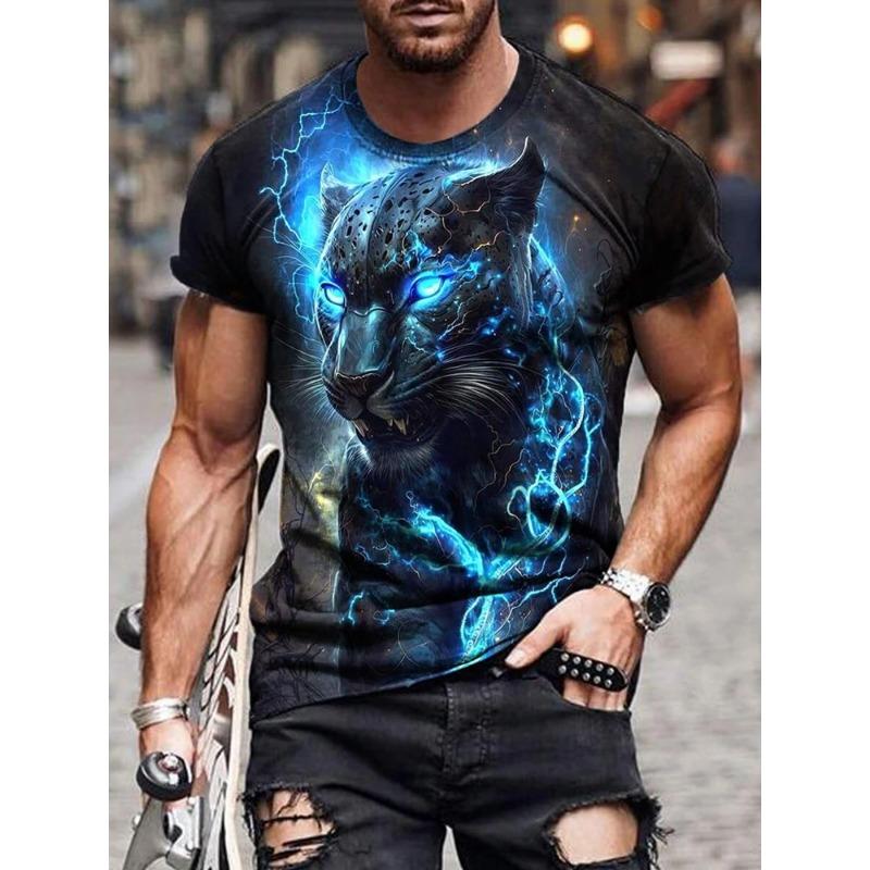 3D Draktryck Mode Herr T-shirt Daglig Casual Herr Kortärmad Sommar Utomhus Street Herrtopp Fitness Sport Herr T-shirt