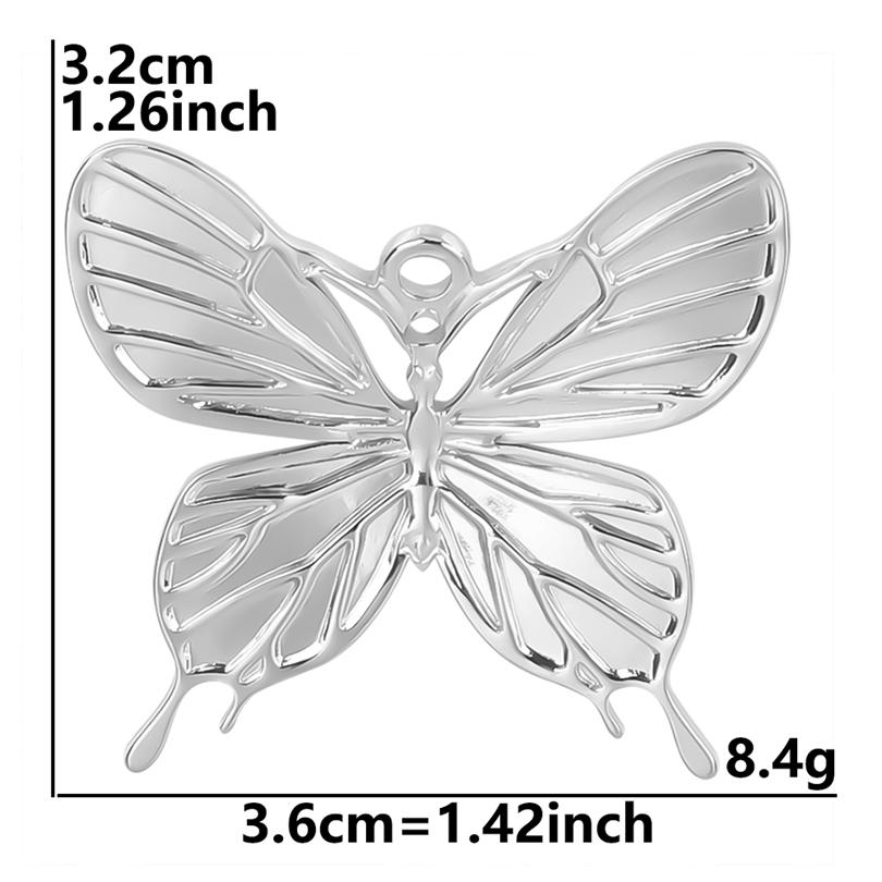 6pcs/Lot Insect Pendant Silver Color Stainless Steel Butterfly Charms For Jewelry Making Supplies DIY Necklace Earrings Pendants