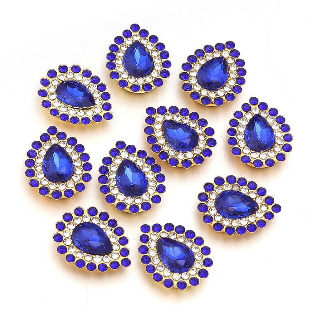 

10pcs/lot Sunflower Waterdrop Rhinestones Metal Gold Claw Bottom Acrylic Rhinestones Beads DIY Earrings Headwear Jewelry Making сапфіровий