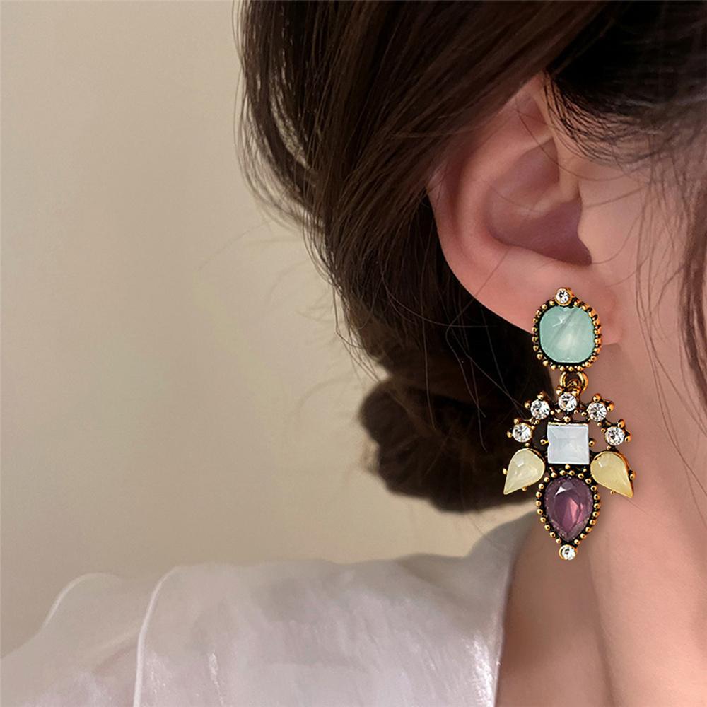 Charm Female White Red Zircon Stone Drop Earrings Cute Trendy Bridal Gold Color Dangle Wedding  For Women