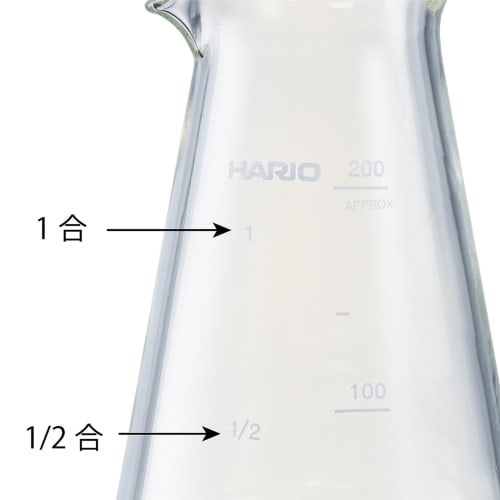 HARIO Conical SAKE Pitcher Crafts Science Practical Capacity 200ml Beaker Server with Measuring Memory Transparent Heat Resistant Glass Made in Japan