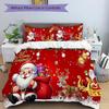 Christmas Santa Claus Reindeer Print 3Pcs Bedding Setduvet Cover With 2 Bedropillowcase Home Birthday Gift