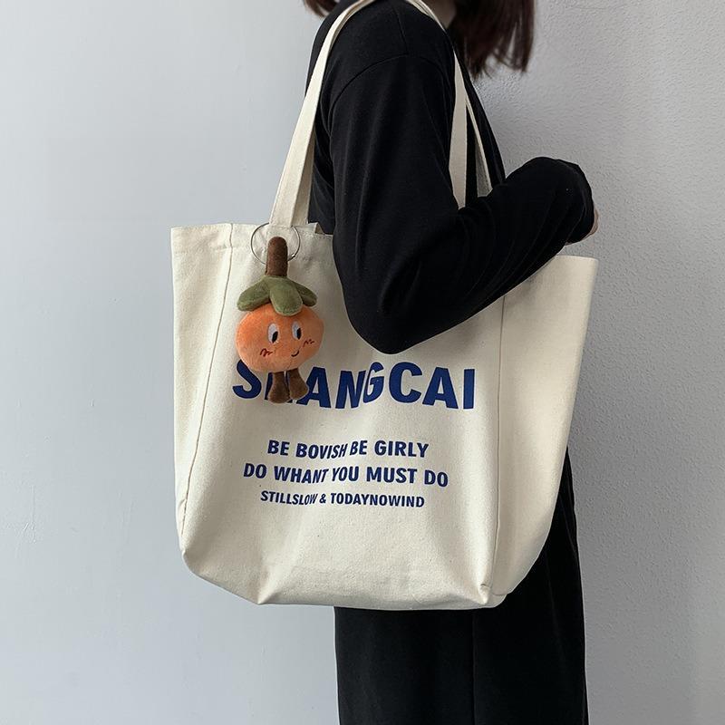Single Shoulder Lazy Wind Literary Fresh Large Capacity Letters Canvas Bag