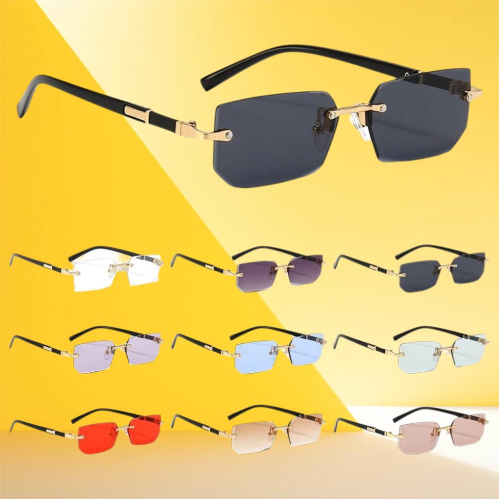 Vintage UV Protection Rimless Rectangle Sunglasses Y2K Gradient Frameless Sun Glasses Eyewear for Women & Men