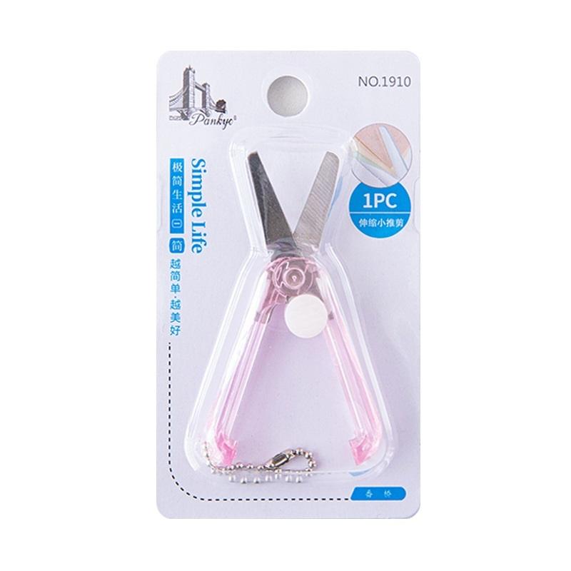 Mini Transparent Scissor Portable Fold Type Clear Color Safe Cutter Stainless Steel Blade Utility Knife for Paper
