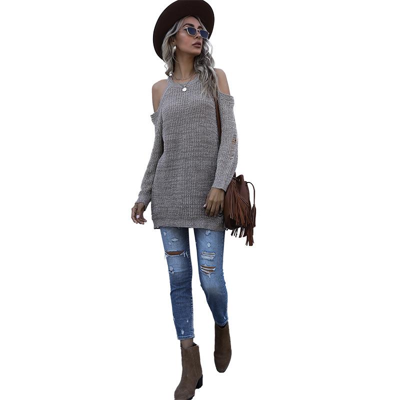 Vintage Fashion Elegant Casual Autumn Slim Solid Color Round Neck Knitted Bottoming Shirt Strapless Sweater Women