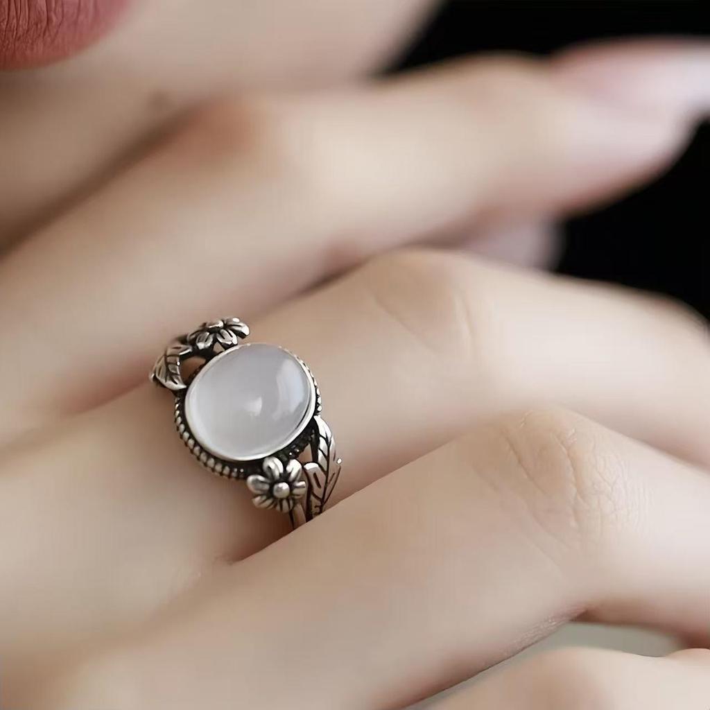 2025 Retro Chinese Style Peony Zinc Alloy Adjustable Ring for Women