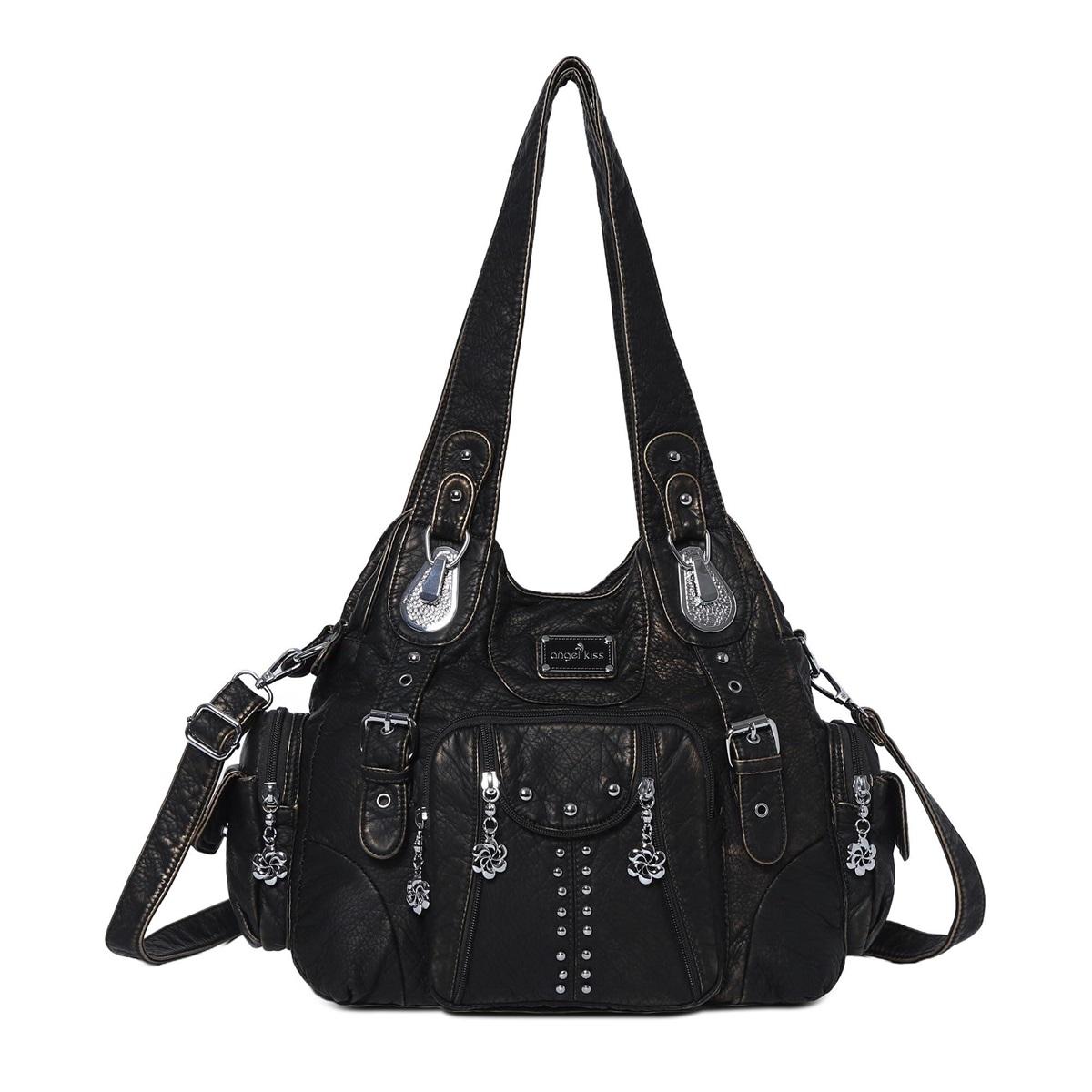 

Vintage Women Bag Large Handbags Satchel Top-handle PU Shoulder Bag Vintage Dumpling Pack Multi-pockets Shoulder Bags Purse (30cm Max Length 50cm)