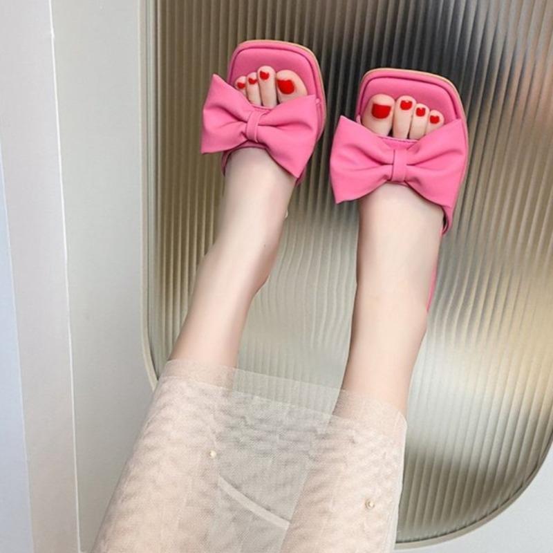 One Character Slim Heel Slippers Women Spring Summer 2026, Princess Style Butterfly Bow High Heels, Cool Slippers in Large Size