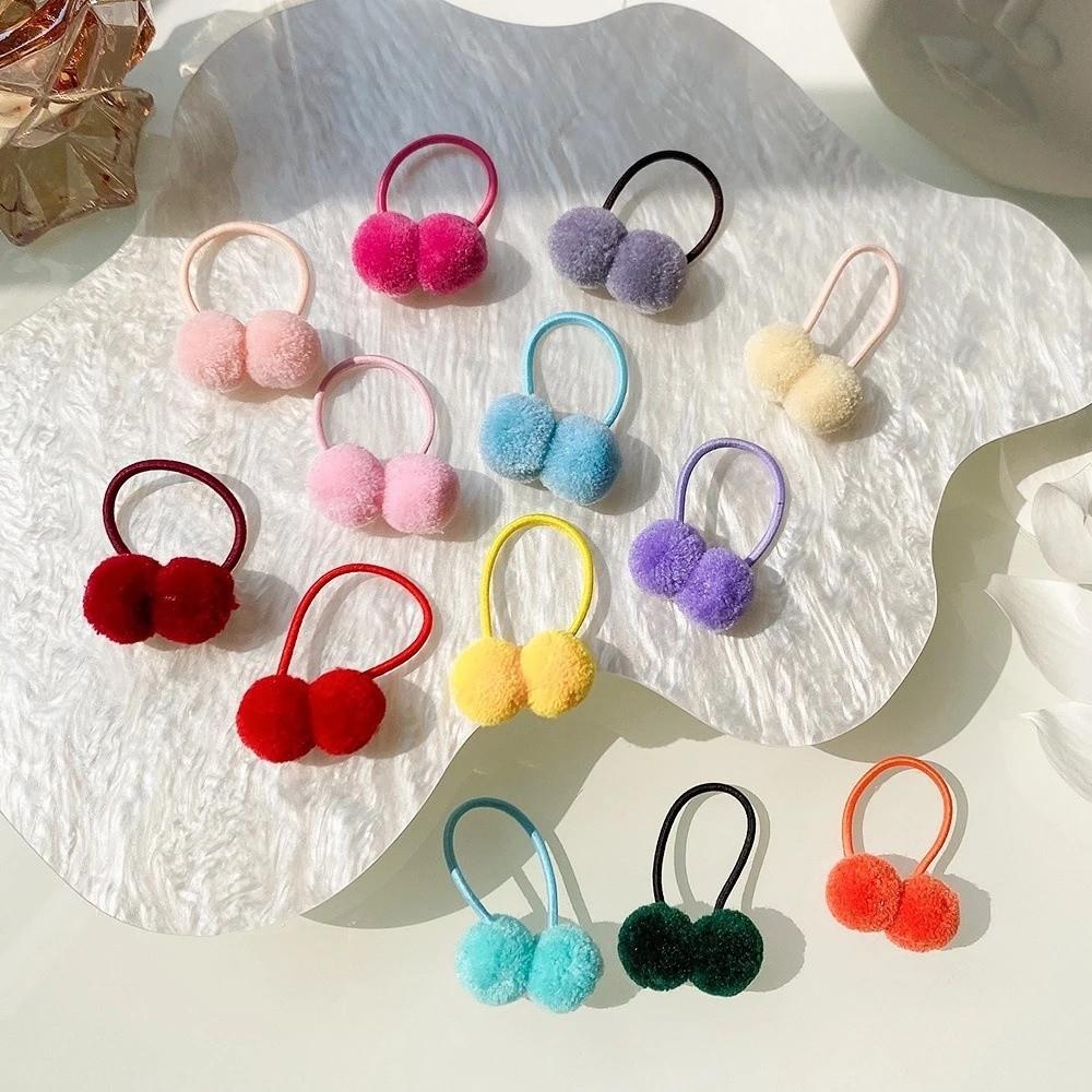 Double Fur Ball Hair Rope Set High Elasticity Hair Bands New Hair Scrunchies  For Kids Girls