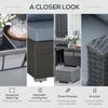 9-Seater Garden Rattan Furniture 10 Pcs Rattan Corner Dining Sofa Set, Grey/Dusty Blue Cushion