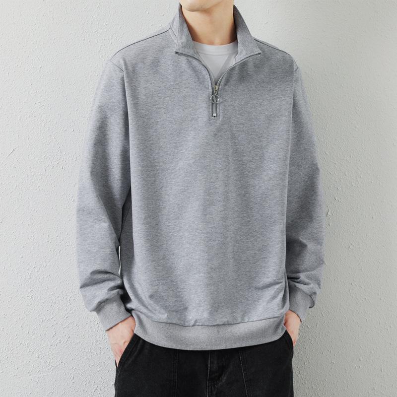 Men's Sweatshirt Autumn New Loose Long-sleeved POLO Korean Style Trendy Sports and Leisure Stand-up Collar Pullover Bottoming Shirt