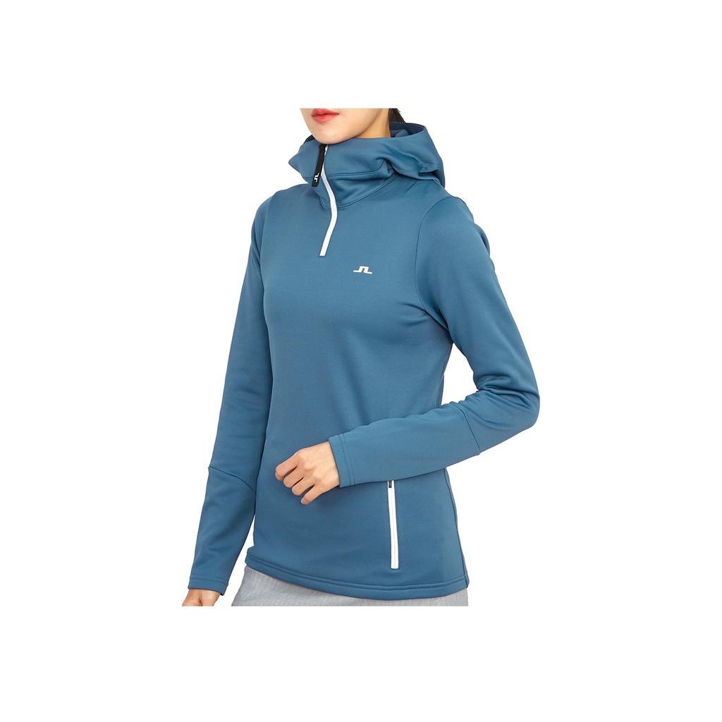 J.Lindeberg Solid Color Hooded Pullover Long Sleeve Sweatshirt Women sweatshirts Blue GWJS07802-O168